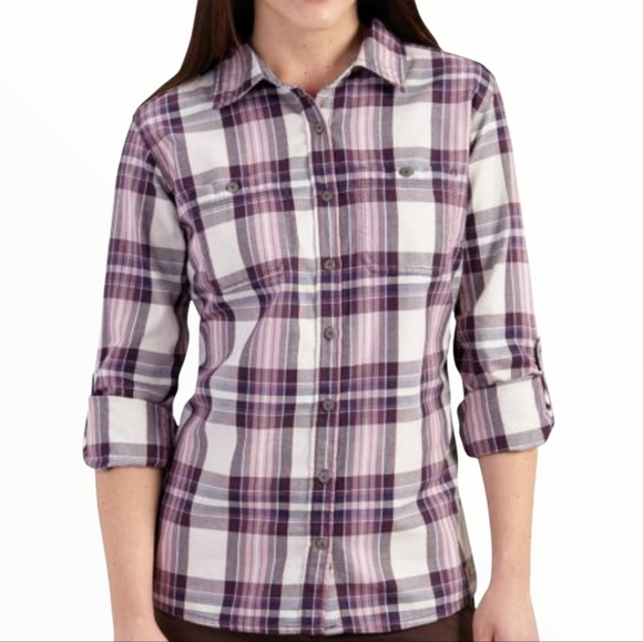 Carhartt 102262 Women's Dodson Long Sleeve Plaid Shirt Size Large 12-14 Oversize - Picture 14 of 14